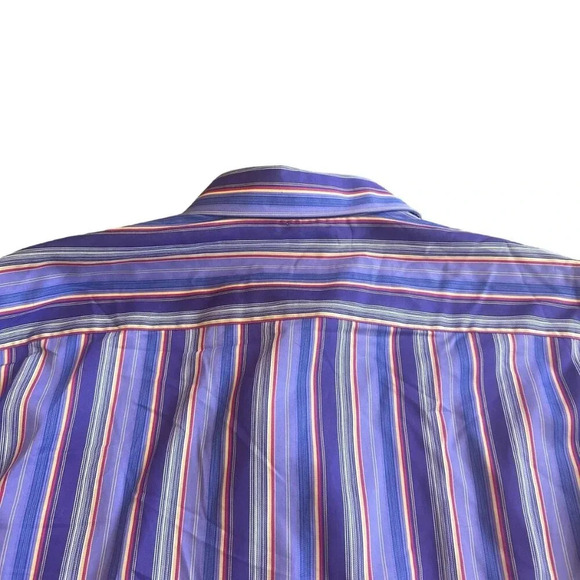 Robert Graham Purple Stripe Button-Down Shirt Dress Casual Size Medium Men's - Picture 9 of 11